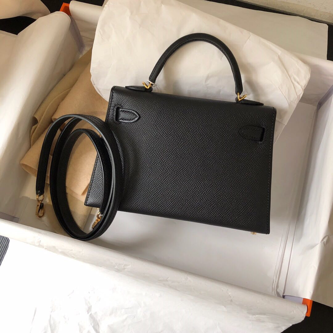 Hermès Black Kelly 20 Epsom leather Gold hardware