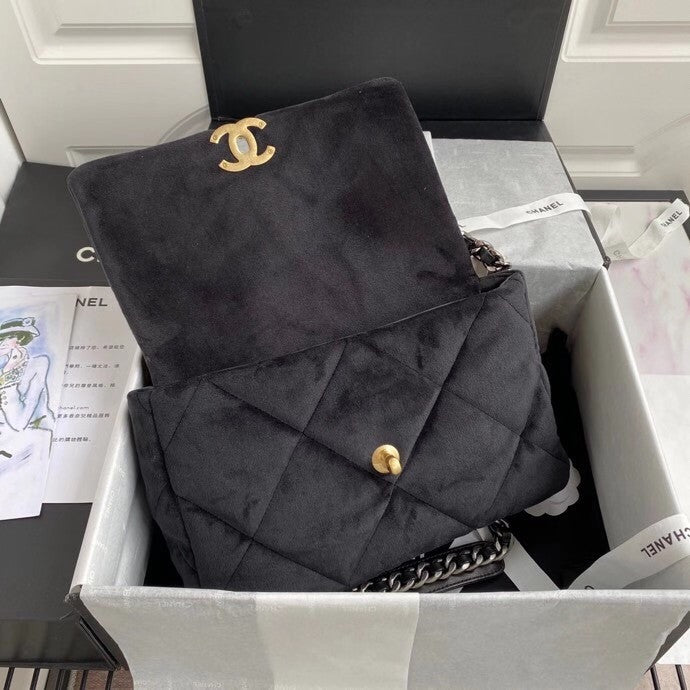 Chanel Velvet 19 flap bag Black