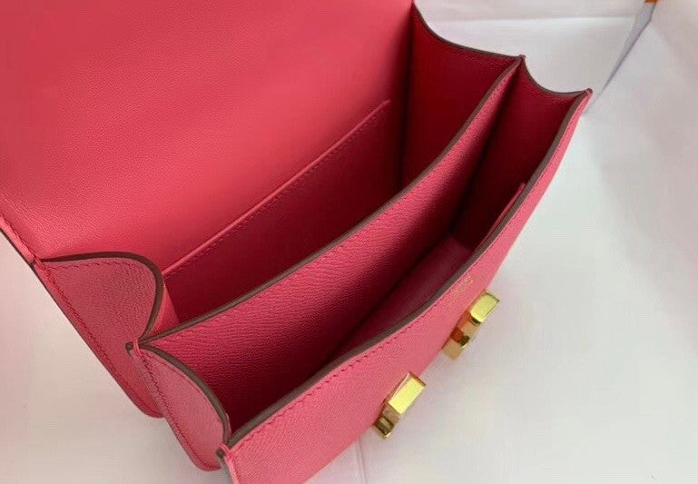 Hermes 8W Rose Azalee Constance Epsom leather 18cm Gold Hardware