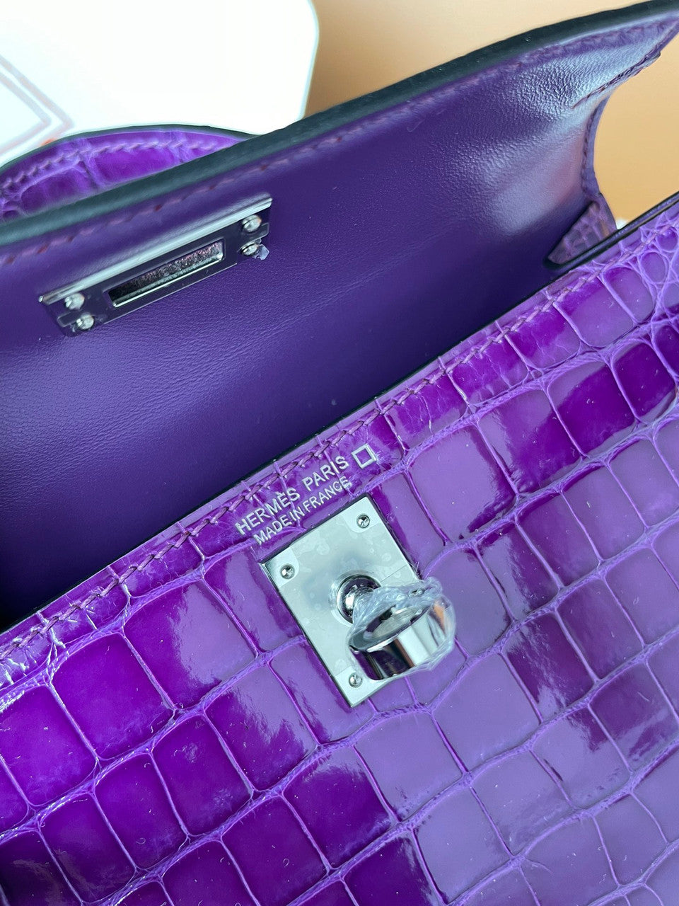 Hermes 9W Ultraviolet   Mini Kelly II 20 Alligator Palladium Hardware