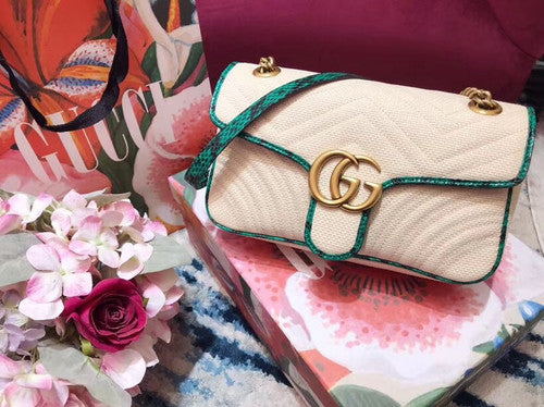 Gucci Online Exclusive GG Marmont raffia small shoulder bag