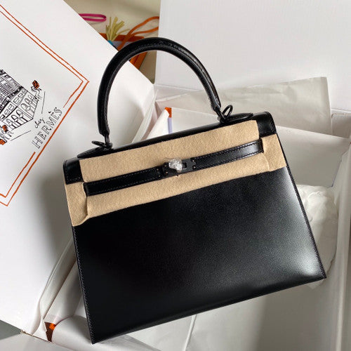 Hermès So Black Kelly 25 Box Leather Palladium Hardware