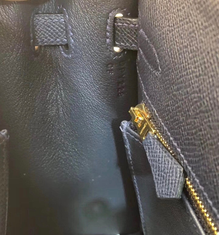 Hermes 2Z Blue Nuit Kelly 25 cm Epsom Gold Hardware