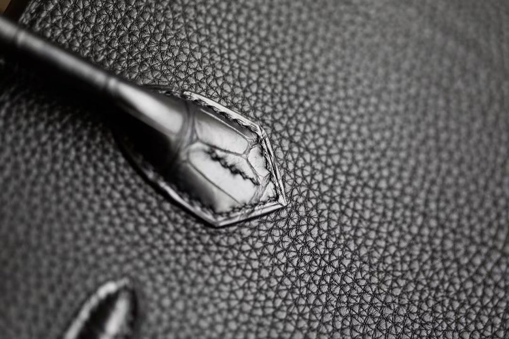 Hermès Black Niloticus Crocodile /Togo Birkin Touch 25cm Palladium Hardware
