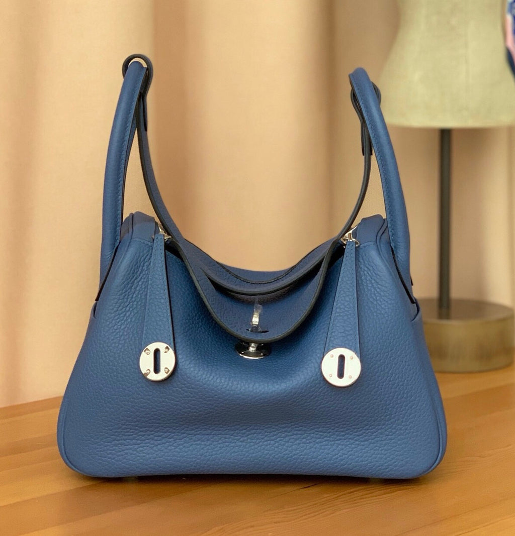 Hermes Lindy 75 Blue Jean  Togo Palladium Hardware