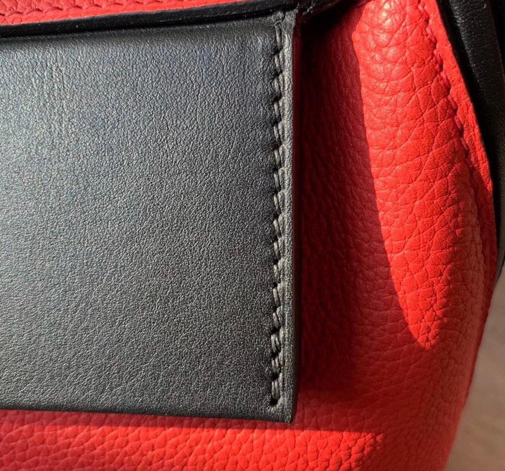Hermes Kelly 24/24  Black & S5 Rouge Tomate  Swift & Togo Leather with Gold Hardware