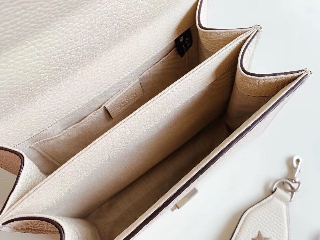 GUCCI Mini Dionysus Leather Top Handle Satchel Ivory