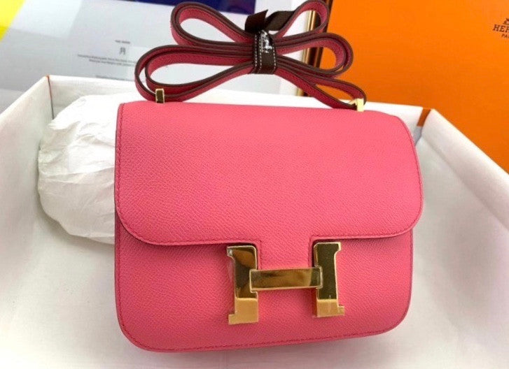 Hermes 8W Rose Azalee Constance Epsom leather 18cm Gold Hardware