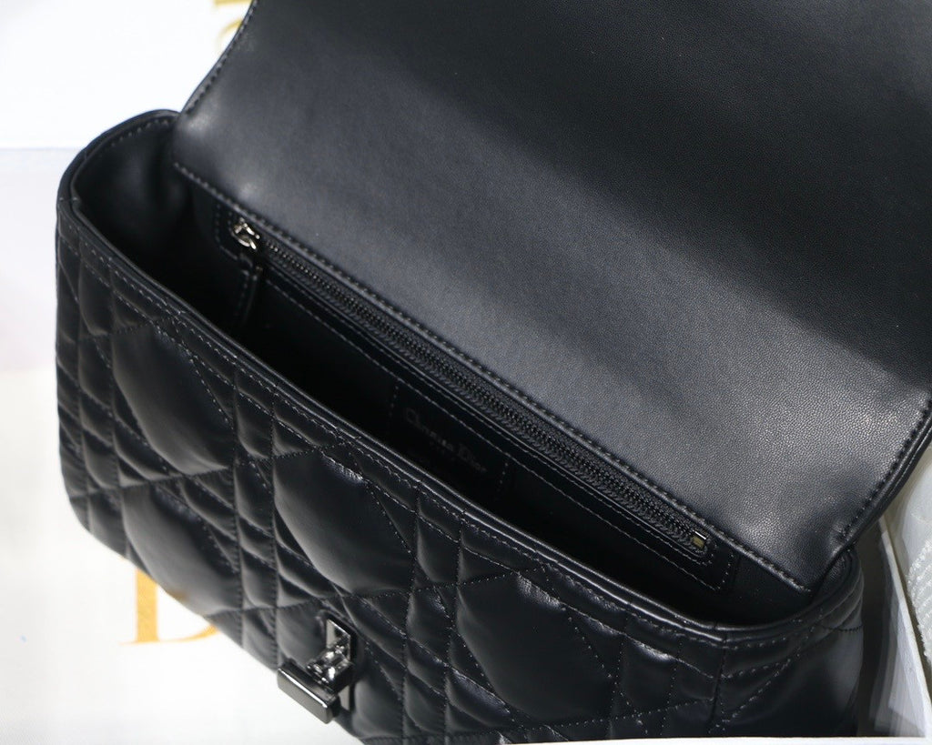 Christian Dior MEDIUM DIOR CARO BAG Black Quilted Macrocannage Calfskin