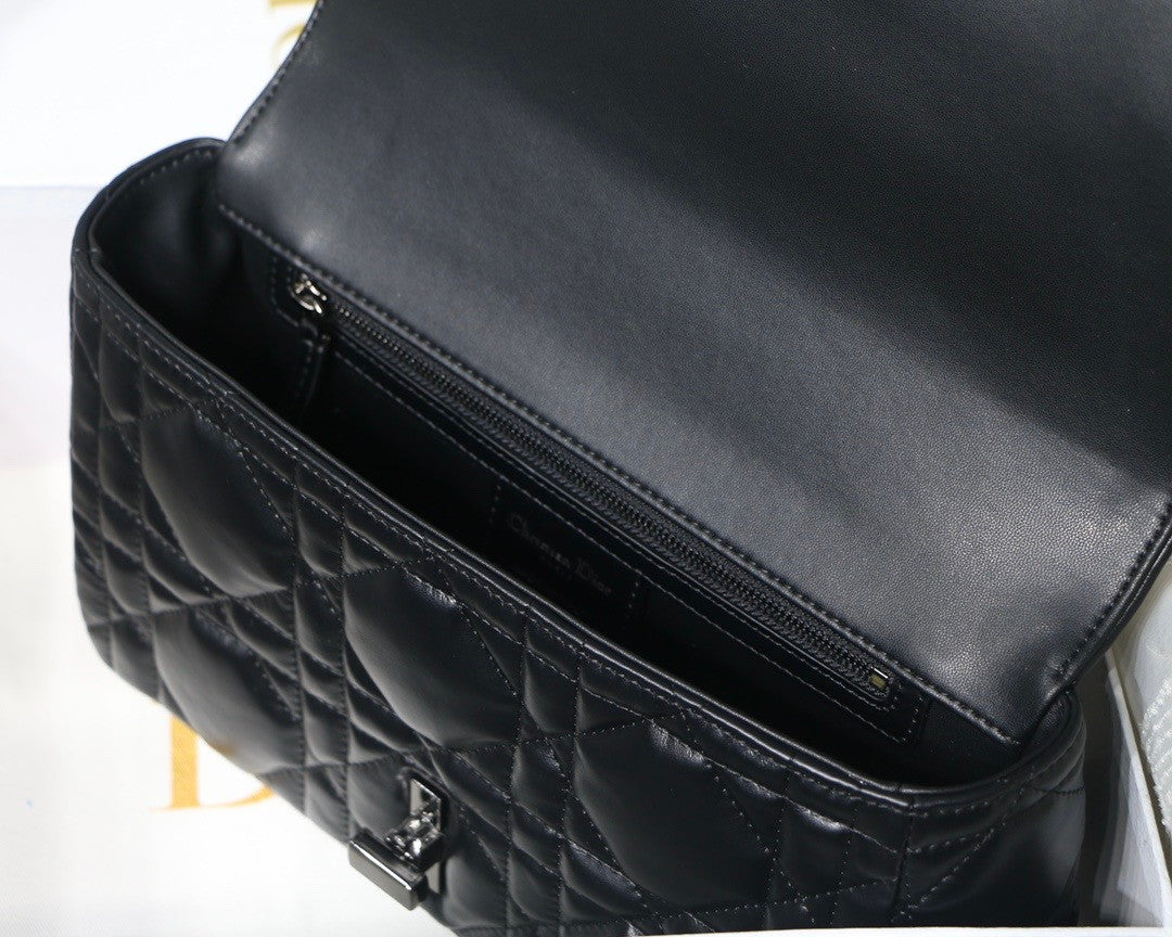 Christian Dior MEDIUM DIOR CARO BAG Black Quilted Macrocannage Calfskin