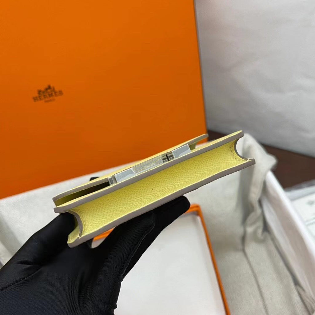 Hermès Constance Slim wallet C9 Soupre Yellow  Sellier  leather palladium hardware