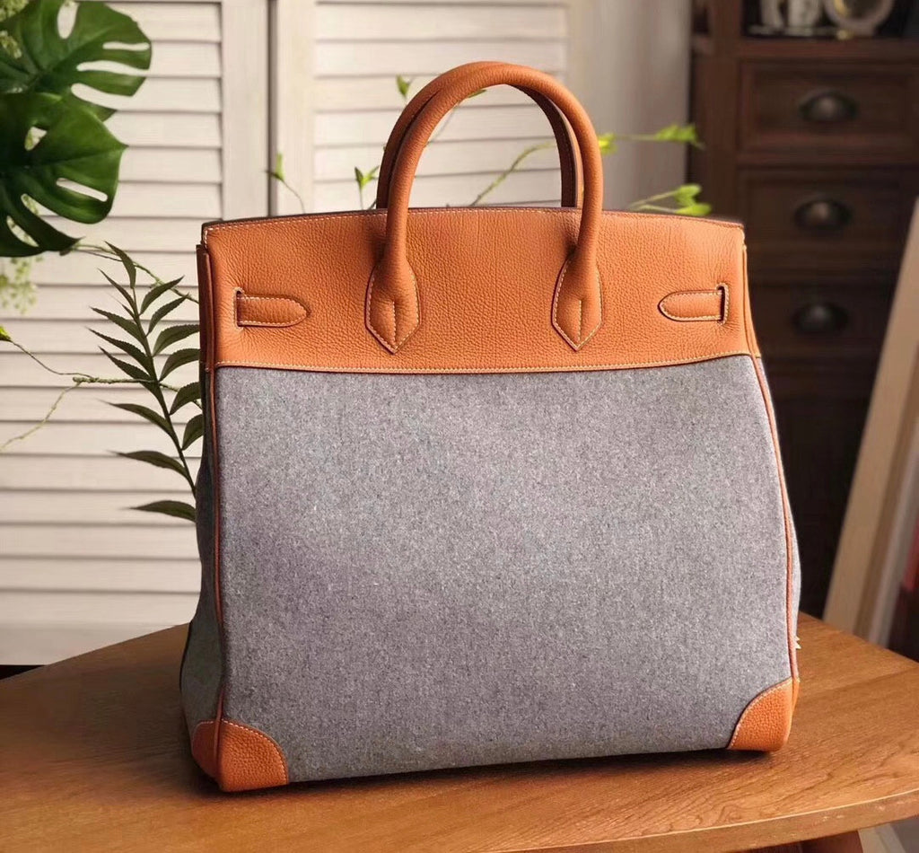 Hermes Birkin 40 Bag HAC Gris Moyen Grey Todoo Feutre Gold Togo Palladium
