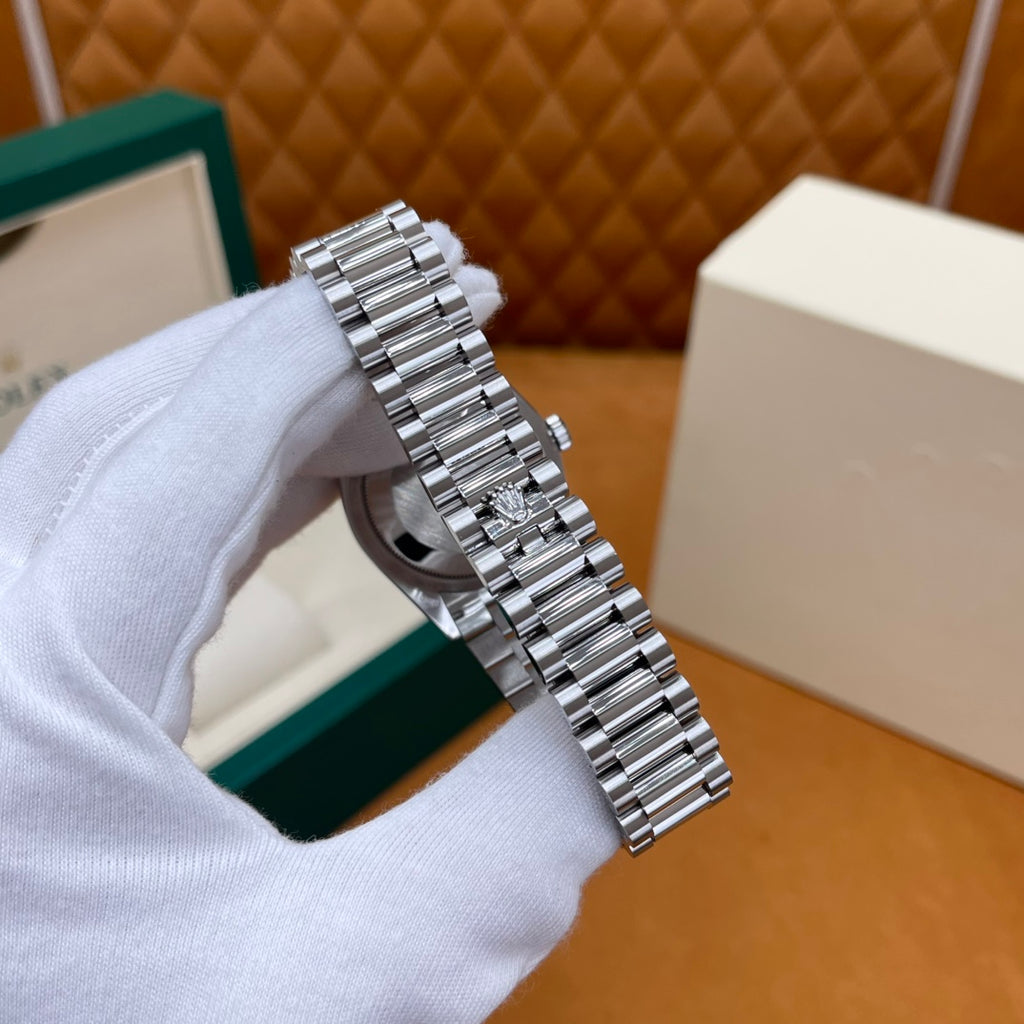 ROLEX DAY-DATE 36 18k White Gold | Pink Baguette Diamond Dial | President Bracelet