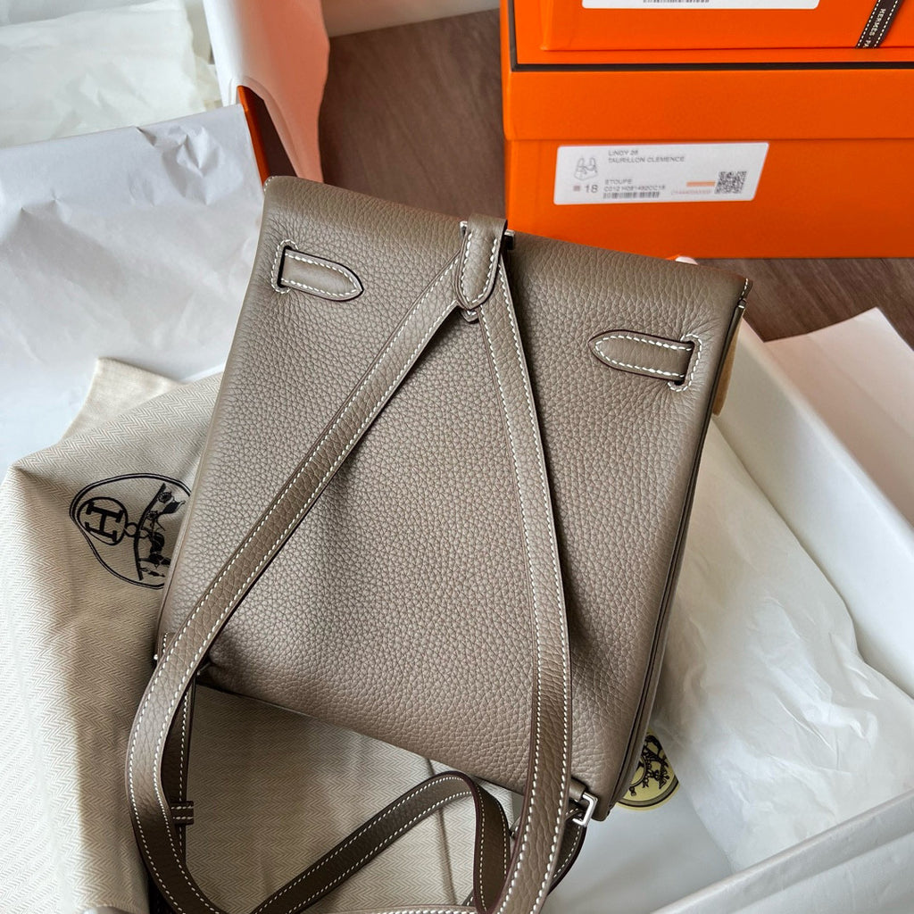 Hermes Kelly Ado backpack Etoupe Palladium Hardware