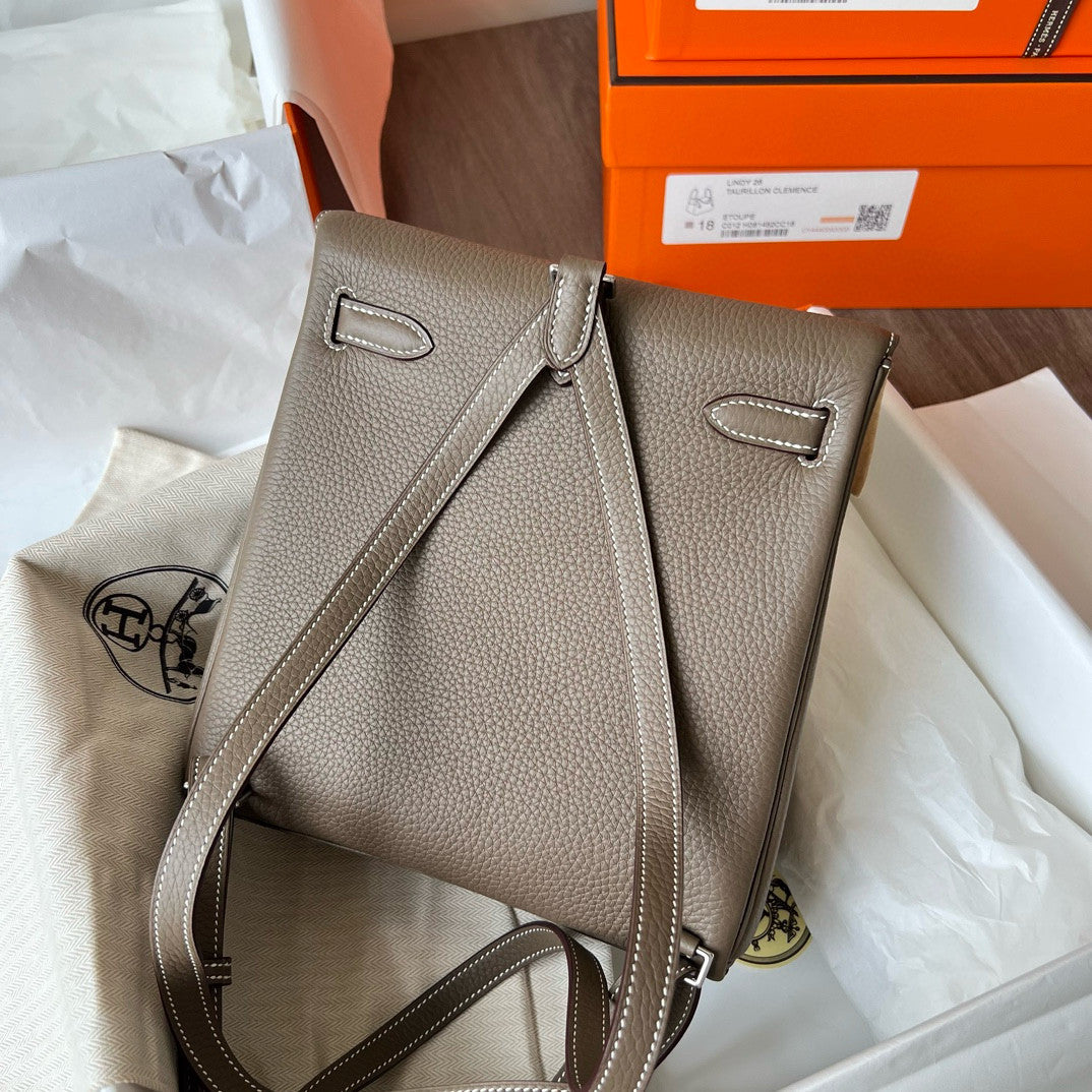 Hermes Kelly Ado backpack Etoupe Palladium Hardware