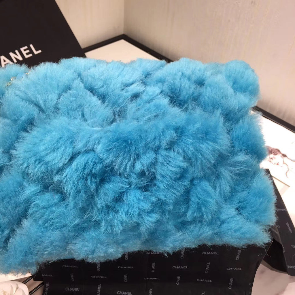 Chanel Shearling Lambskin Flap Bag  Blue