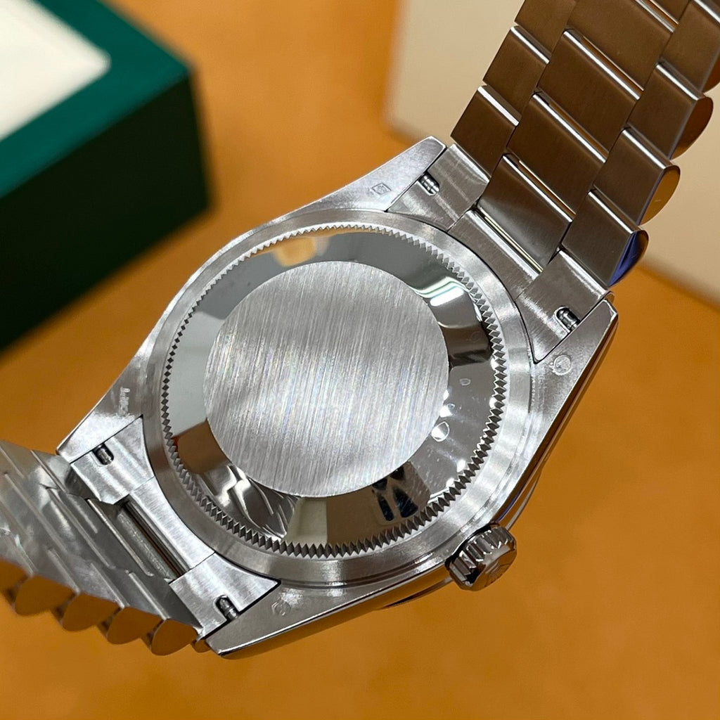 ROLEX DAY-DATE 36 18k White Gold | Pink Baguette Diamond Dial | President Bracelet