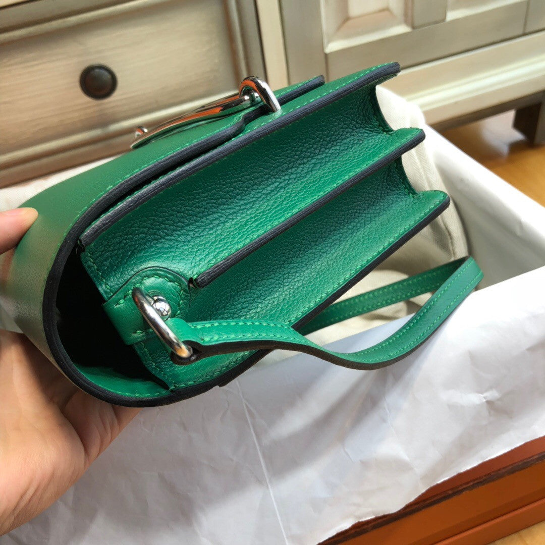 Hermes U4 Vert Evercolor Calfskin Mini Roulis Bag Palladium Hardware