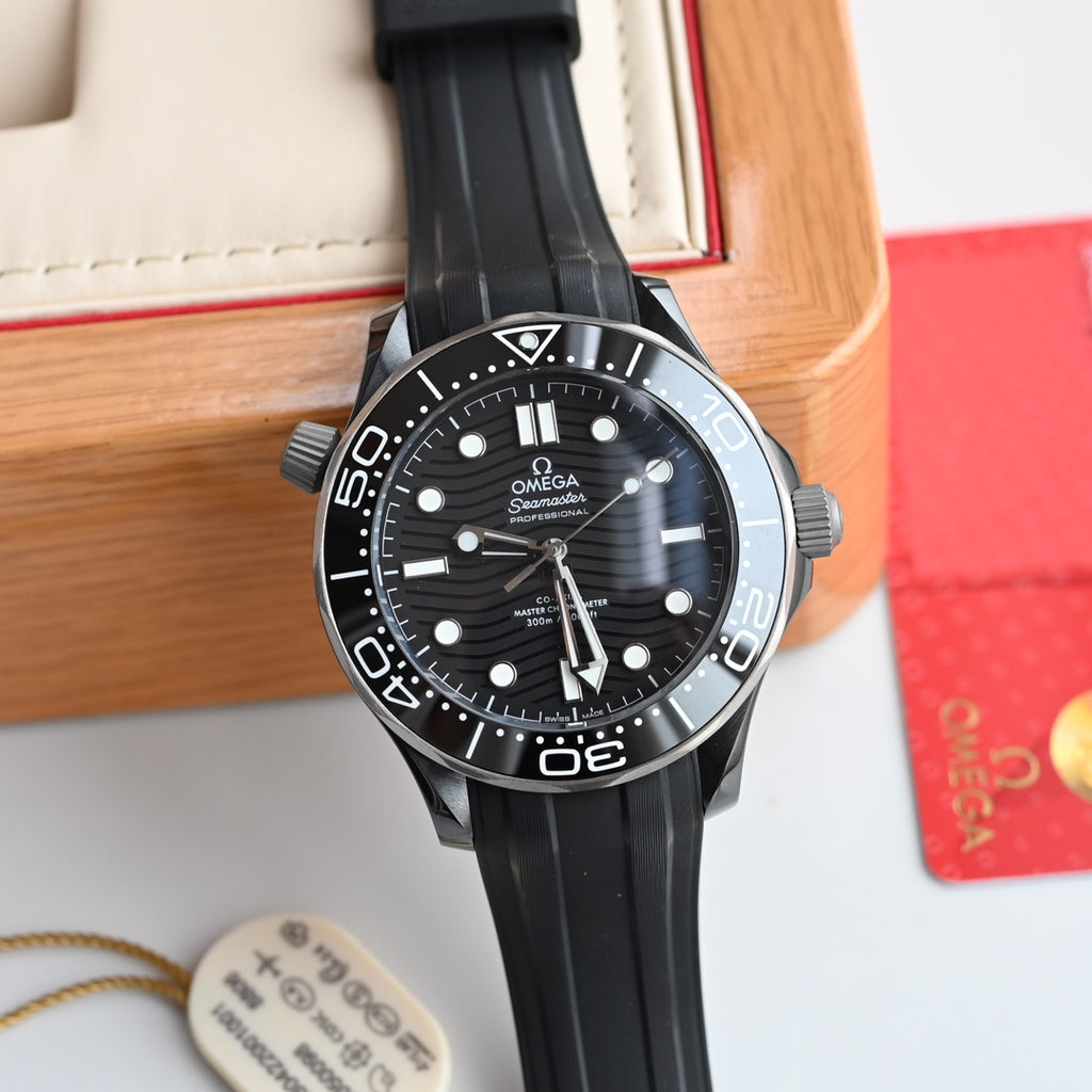 Omega Seamaster 300M Black Ceramic Titanium Watch 43.5mm Full Set