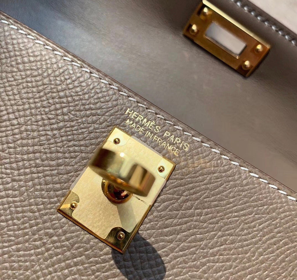 Hermes Etoupe Mini Kelly II 20 Epsom Gold Hardware