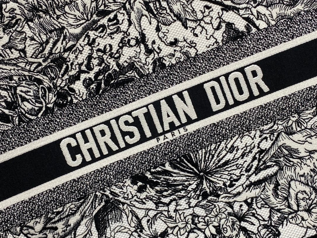 Christian Dior DIOR BOOK TOTE Latte Multicolor Dior Zodiac Embroidery