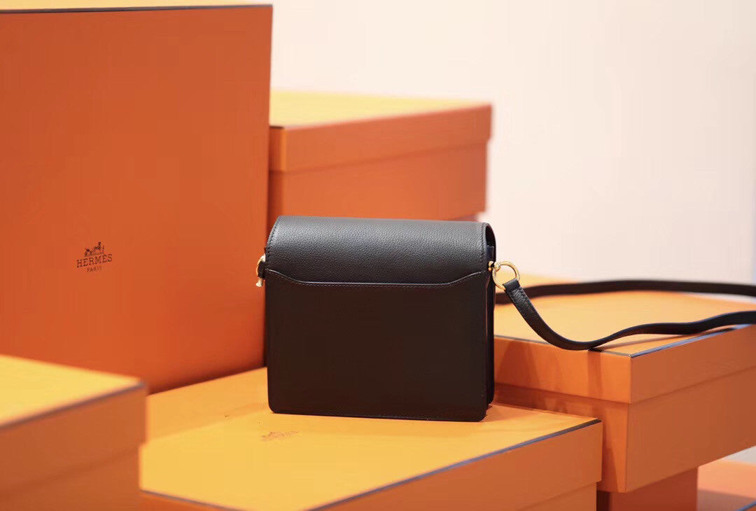 Hermes Black Evercolor Calfskin Mini Roulis Bag