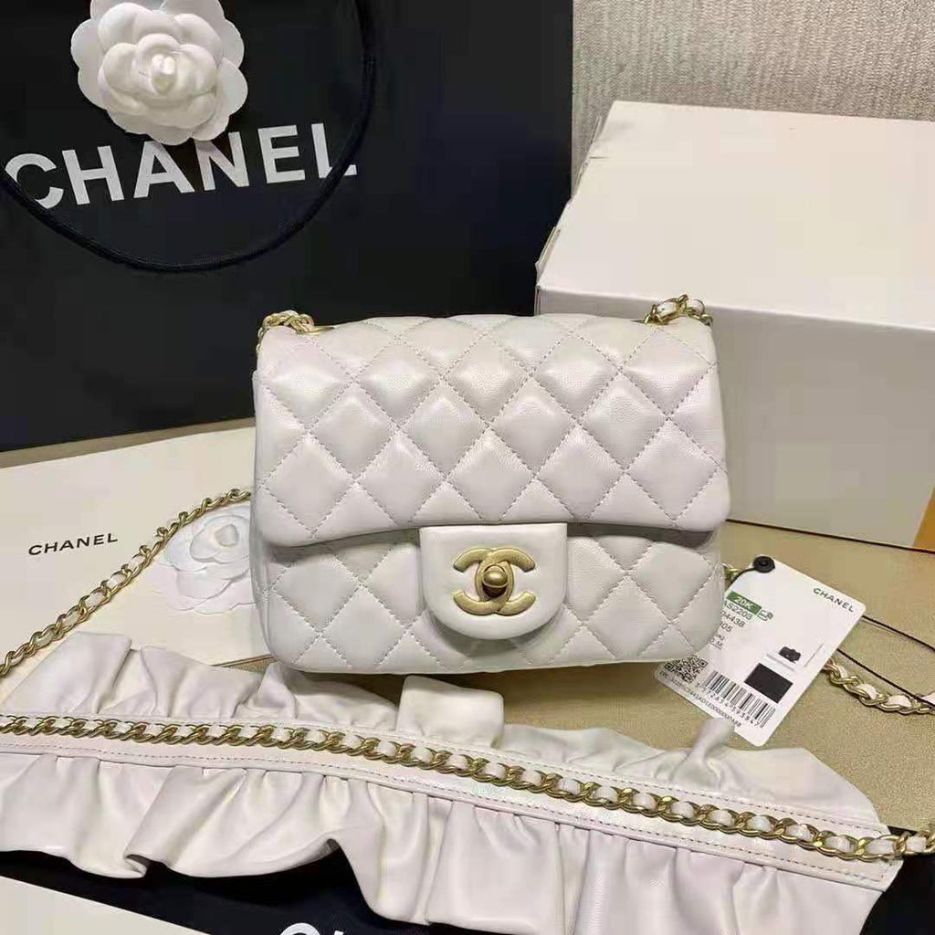 Chanel Small Flap Bag With Bow Strap White