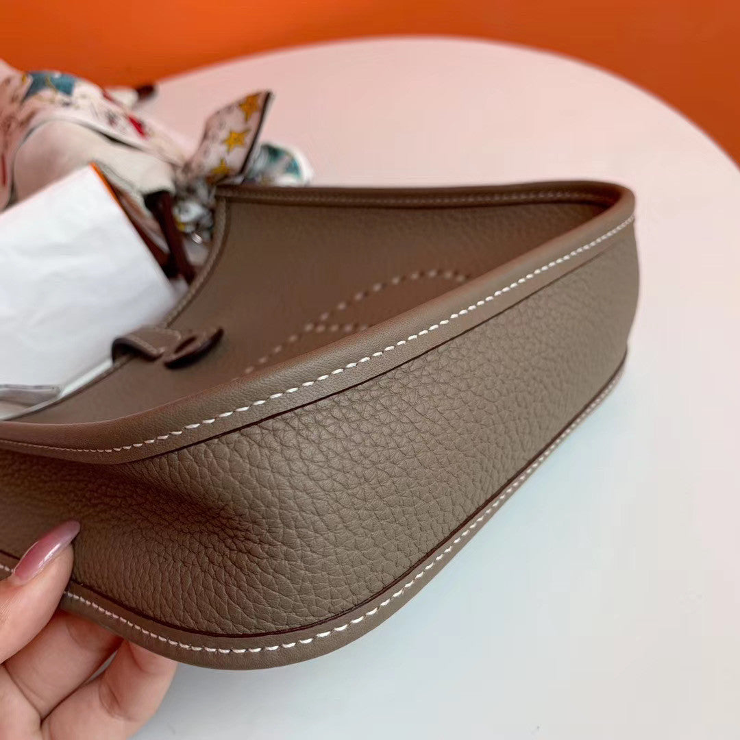 Hermès Evelyne Mini Bag Etoupe Taurillon Clemence Leather
