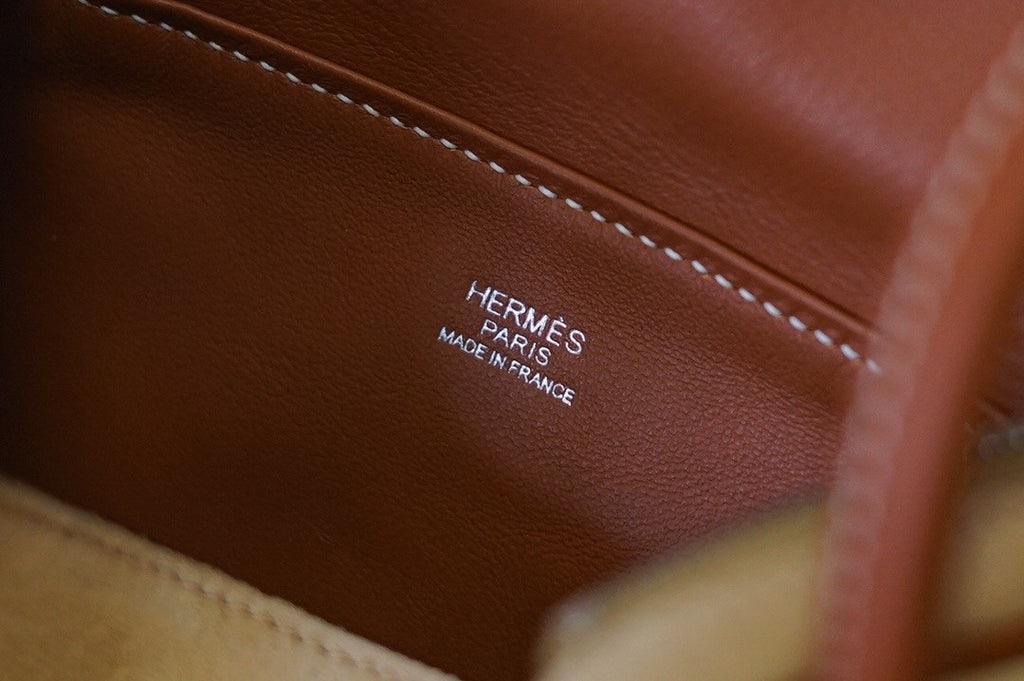 Hermes Mini Lindy 20cm Bag Gold  Veau Doblis Suede Palladium Hardware