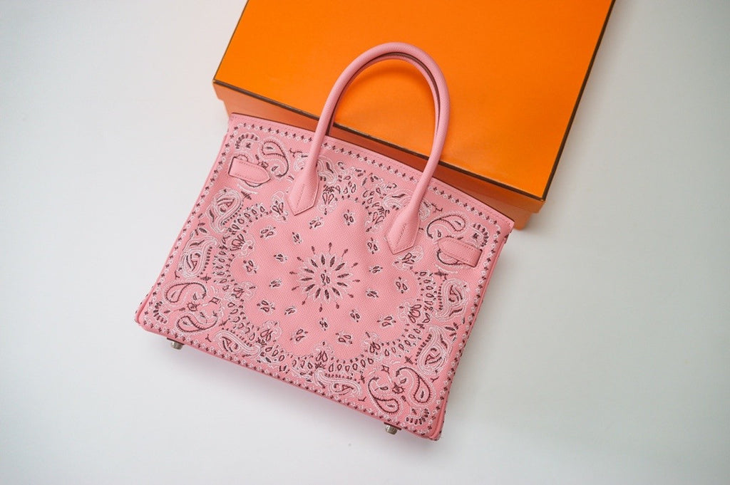 Hermes x Jay Ahr Special Edition custom-embroidering  Pink Birkin Bag 30cm Epsom Leather Palladium Hardware [Carry by Kylie Jenner, Cardi B]