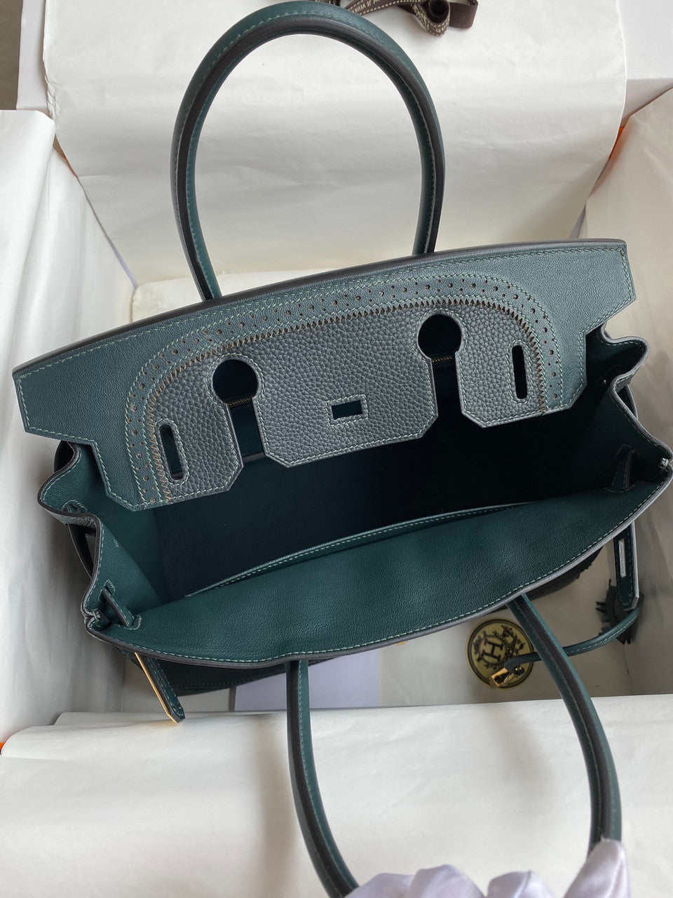 Hermes Limited Edition 6O Vert Cypress Ghillie Birkin 30cm Togo Gold Hardware