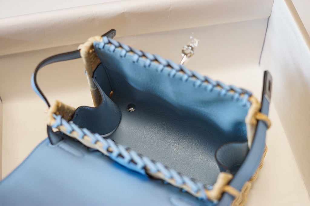 HERMES KELLY 20 MINI PICNIC BLUE SWIFT PALLADIUM HARDWARE