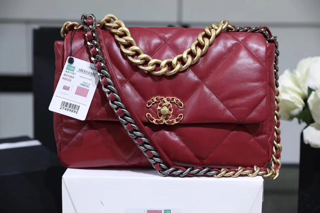 CHANEL 19 Large Flap Bag Dark Pink