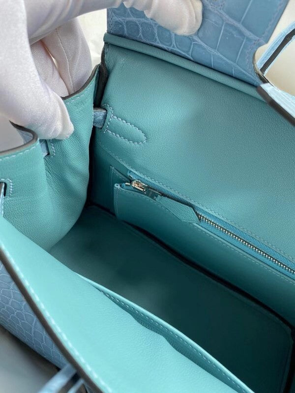 Hermes P3 Bleu Du Nord Birkin Bag 25cm Niloticus Crocodile Palladium Hardware