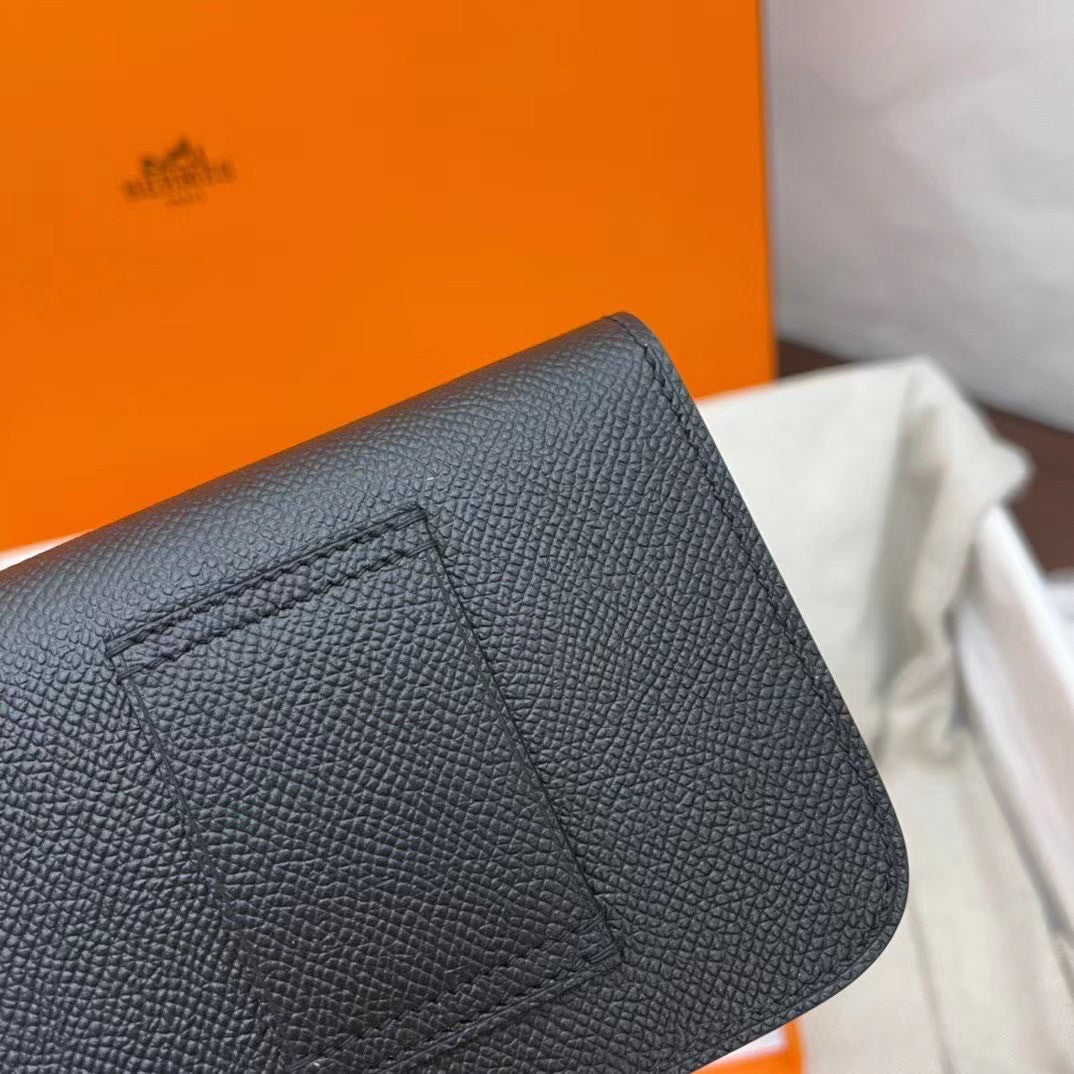 Hermès Constance Slim wallet Black Epsom leather with Gold hardware