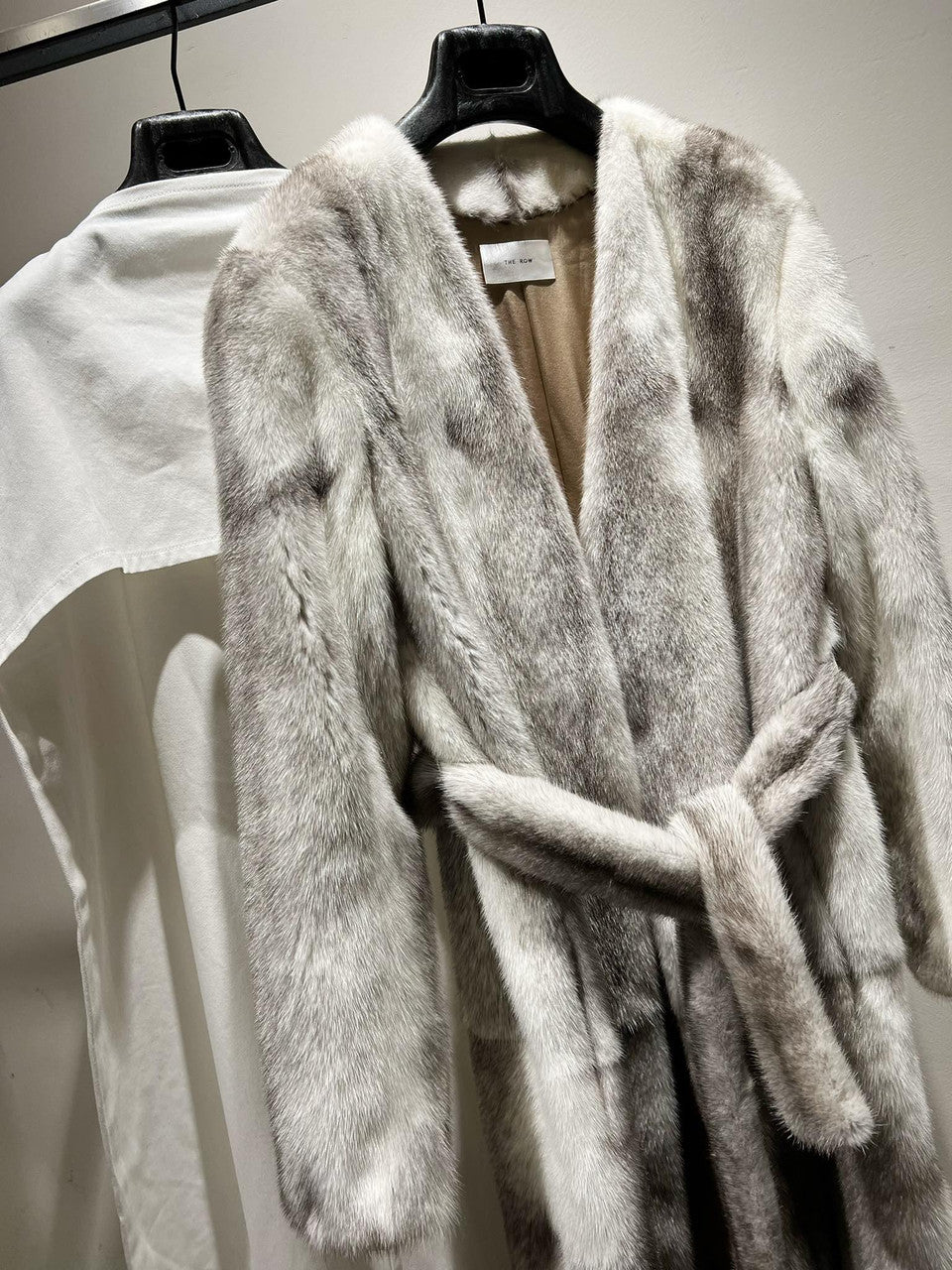 The Row Maxi Tanilo Mink belt coat Grey