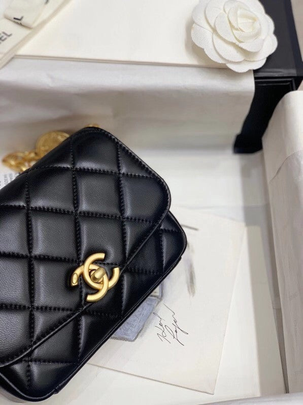 Chanel Small Flap Bag AS2189 with Gold Coin Charms