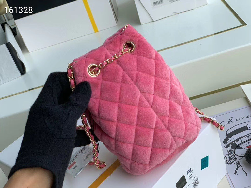 Chanel Velvet Drawstring Bag Pink