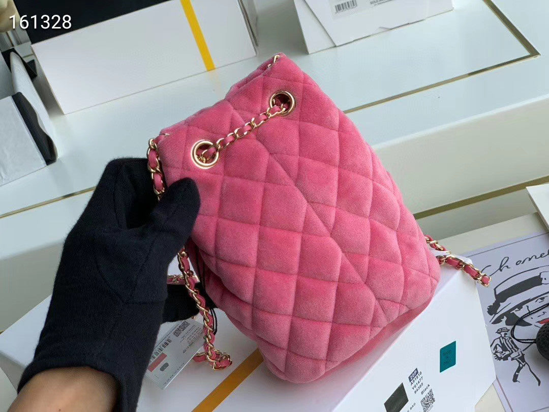 Chanel Velvet Drawstring Bag Pink