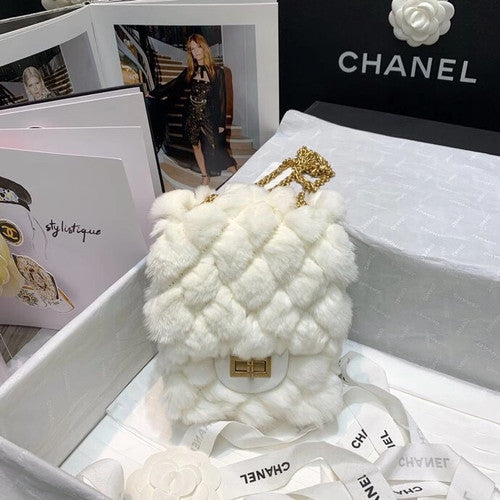 Chanel Shearling Lambskin Mini 2.55 Handbag White