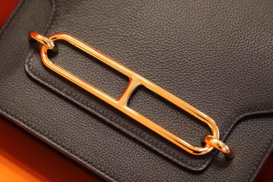 Hermes Black Evercolor Calfskin Mini Roulis Bag