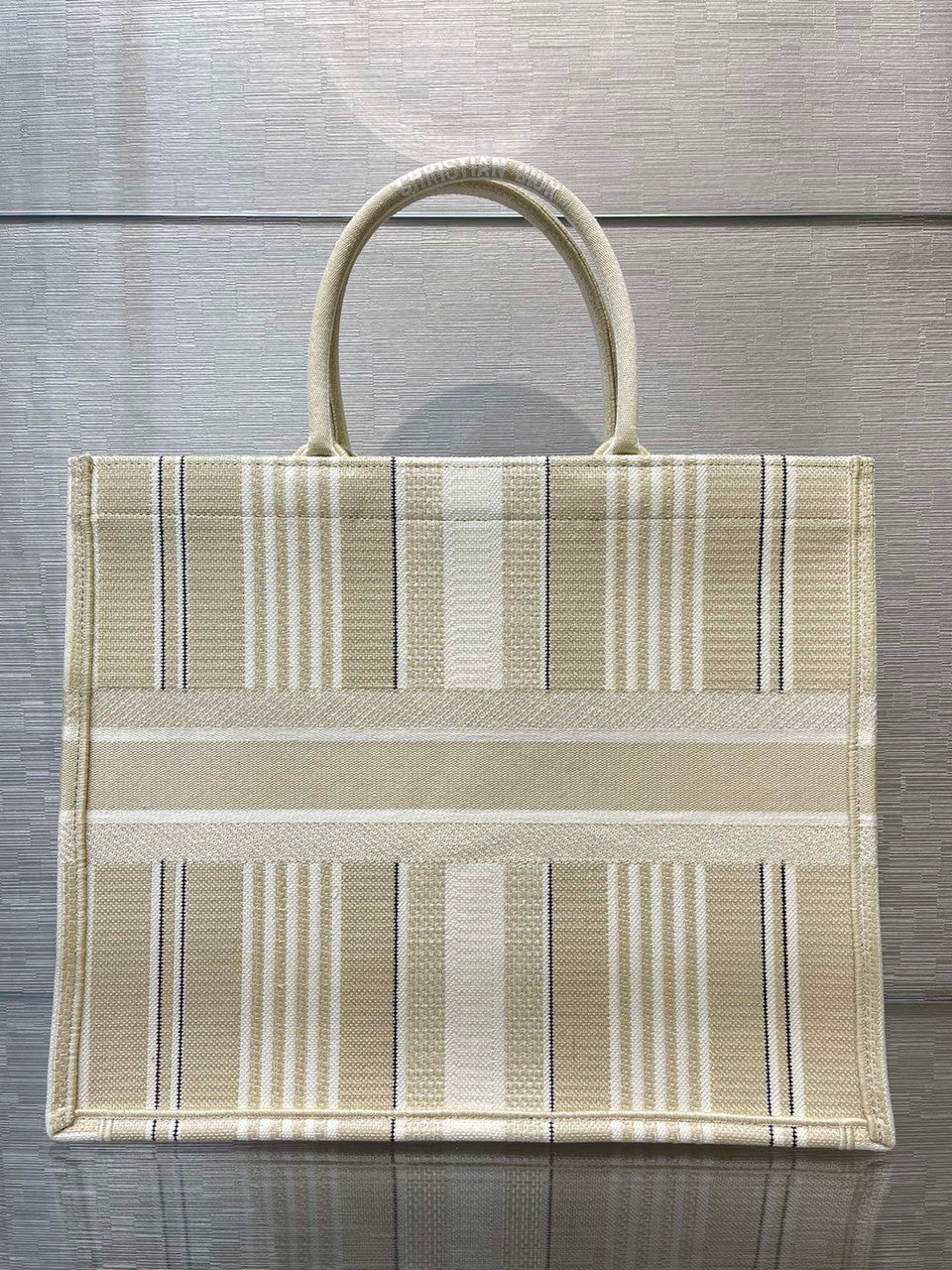 Christian Dior DIOR BOOK TOTE Beige Stripes Embroidery Reference: M1286ZJAT_M925