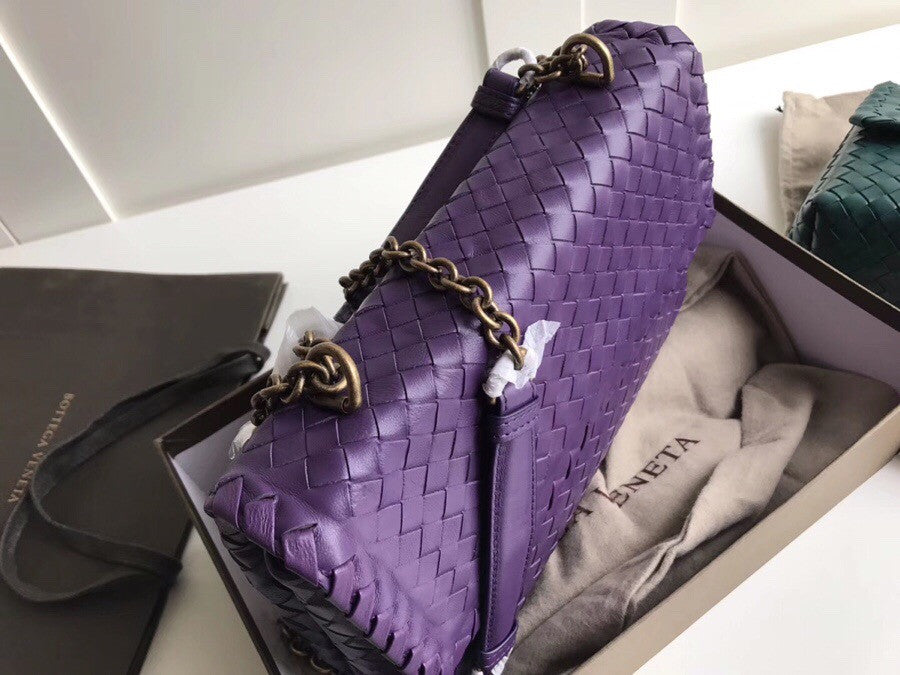 Bottega Beneta SMALL OLIMPIA BAG IN INTRECCIATO NAPPA Purple