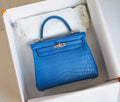 Hermes Blue Hydra NILOTICUS CROCODILE KELLY 25 WITH PALLADIUM  HARDWARE