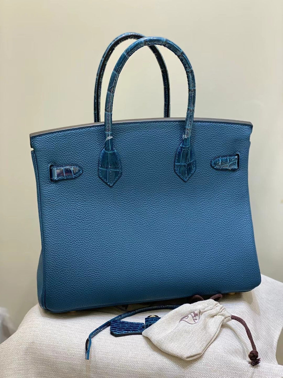 Hermes Birkin Touch 30  1P Colvert Shiny Niloticus Crocodile & Togo leather with Gold Hardware