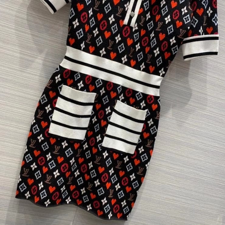 Louis Vuitton 1A8M5I  GAME ON TROMPE L’OEIL JACQUARD KNIT POLO DRESS
