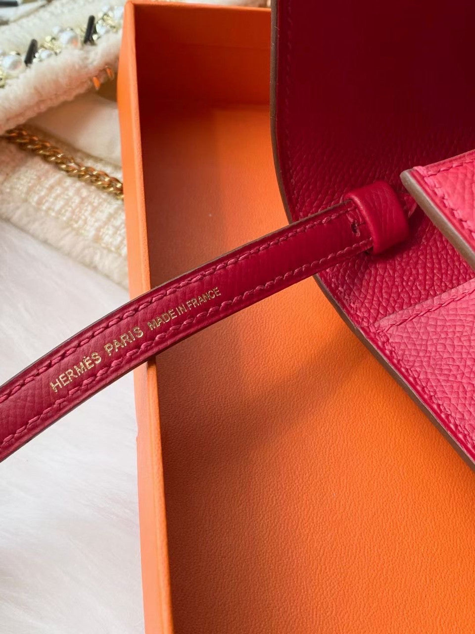 Hermes Clic 16 wallet Red Epsom Leather With Gold Hardware