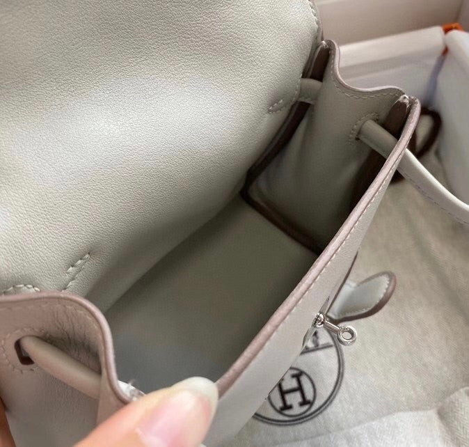 Hermes Quelle Idole Kelly Doll Bag Gris Perle Swift Palladium Hardware