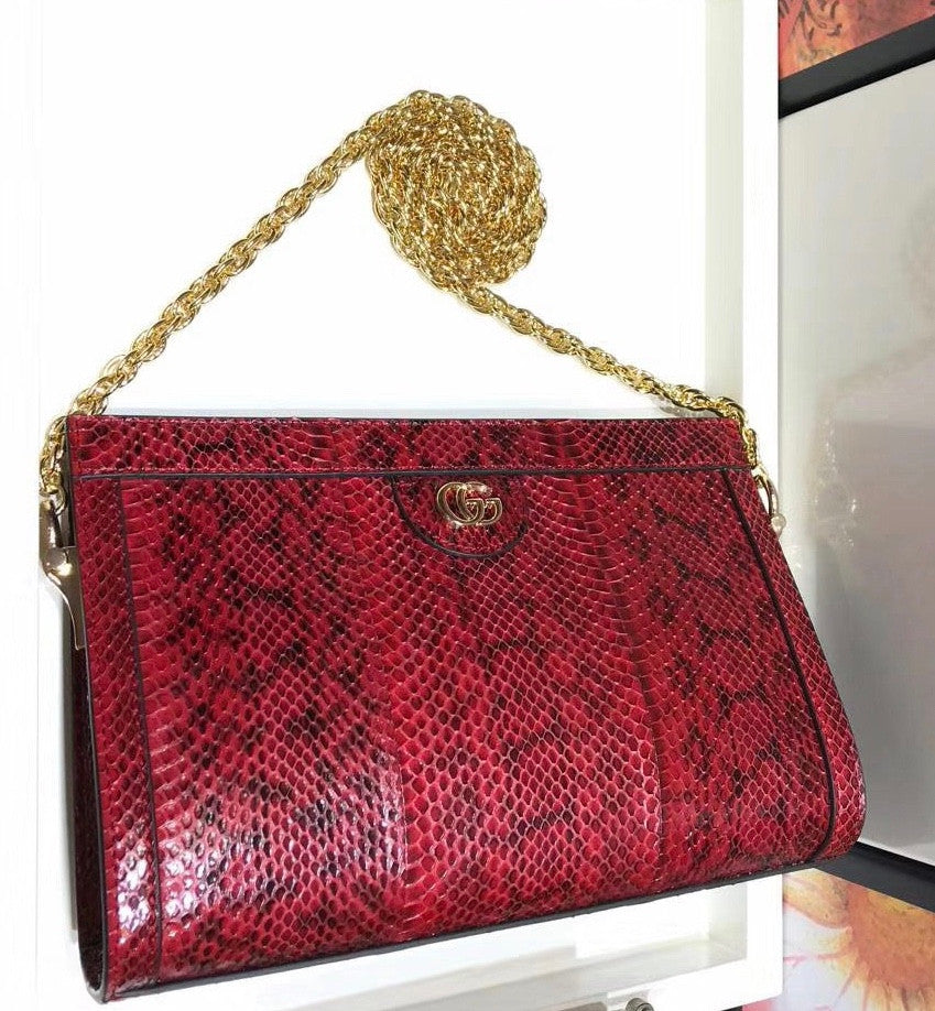 Gucci Ophidia small snakeskin shoulder bag Red