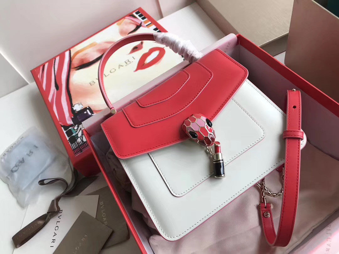 BVLGARI Limited Edition Serpenti Forever leather shoulder bag Red